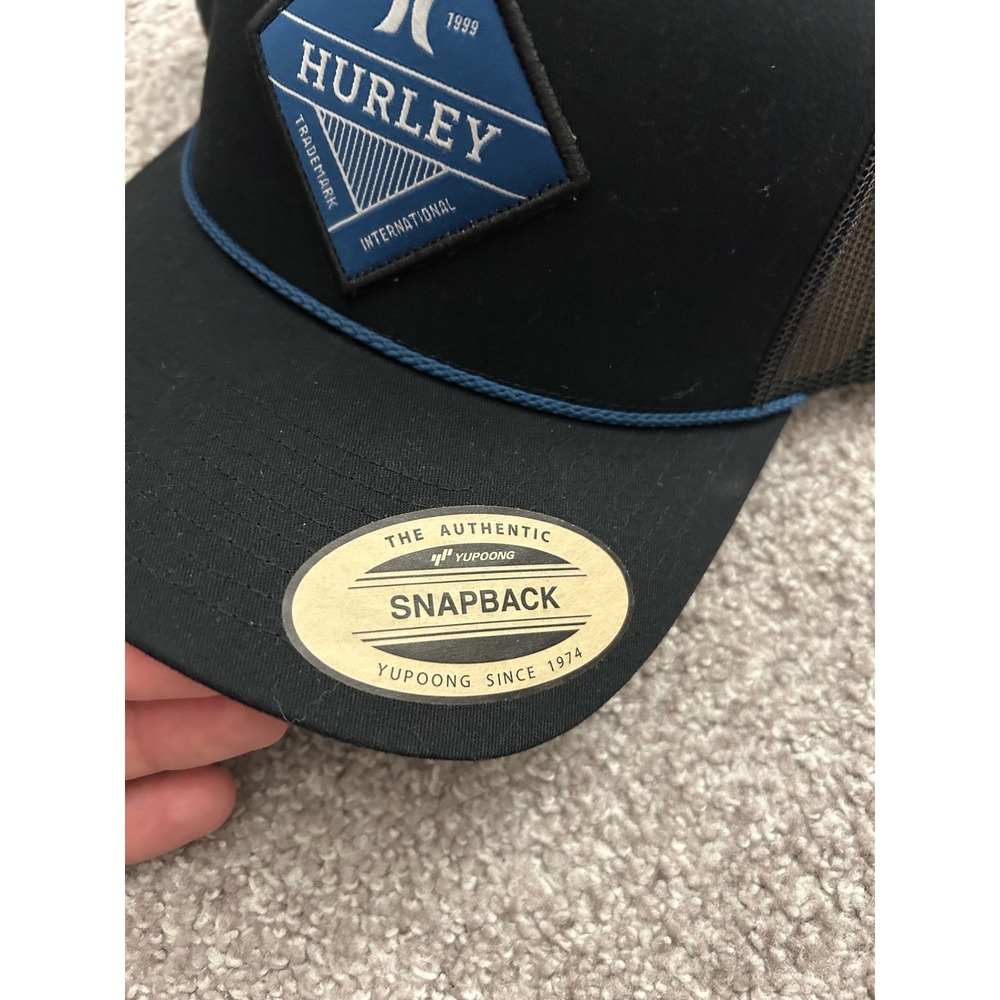 Hurley Triad 2.0 Trucker Hat Mens OS Black NEW Snapback Mesh Logo Patch Cap - Picture 10 of 11